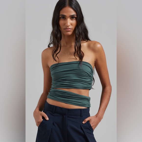 The Frankie Shop Tops - The Frankie Shop ELENA TUBE TOP - DEEP TEAL